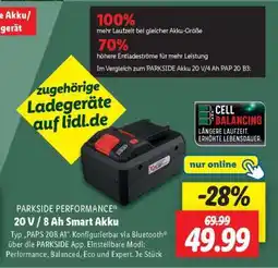 Lidl PARKSIDE PERFORMANCE 20 V / 8 Ah Smart Akku Angebot