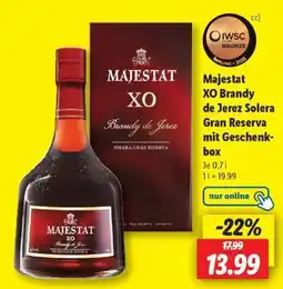Lidl Majestat XO Brandy de Jerez Solera Gran Reserva mit Geschenkbox Angebot