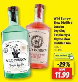 Lidl Wild Burrow Slow Distilled London Dry Gin/Raspberry & Thyme Slow Distilled Gin Angebot