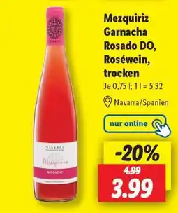 Lidl Mezquiriz Garnacha Rosado DO, Roséwein, trocken Angebot