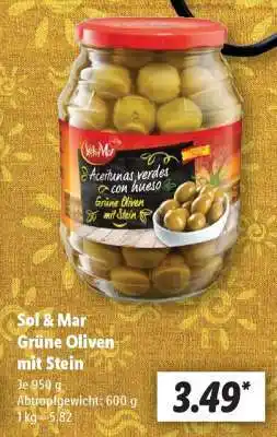 Lidl Sol & Mar Grüne Oliven mit Stein Angebot
