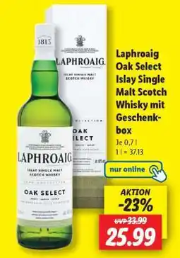 Lidl Laphroaig Oak Select Islay Single Malt Scotch Whisky mit Geschenkbox Angebot