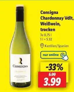 Lidl Consigna Chardonnay Vdlt, Weißwein, trocken Angebot
