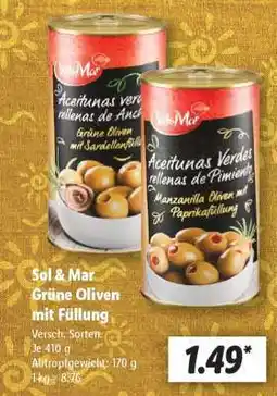 Lidl Sol & Mar Grüne Oliven mit Füllung Angebot