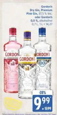 Edeka Gordon's Dry Gin, Premium Pink Gin, oder Gordon's 0,0% Angebot