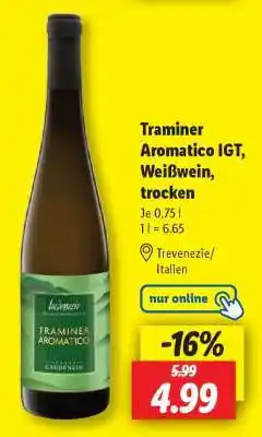 Lidl Traminer Aromatico IGT, Weißwein, trocken Angebot