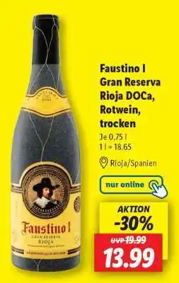 Lidl Faustino I Gran Reserva Rioja DOCa, Rotwein, trocken Angebot