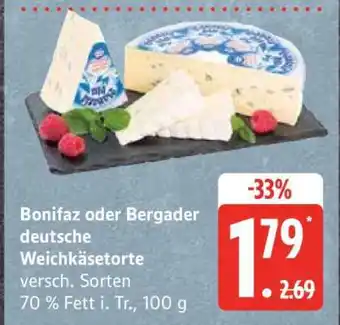 Edeka Bonifaz oder Bergader deutsche Weichkäsetorte Angebot