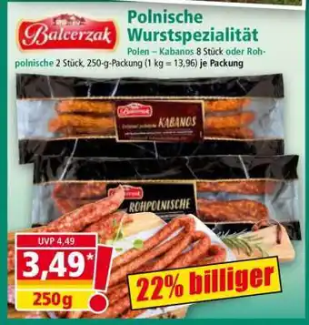 Norma Polen – Kabanos 8 Stück oder Roh-polnische 2 Stück, 250-g-Packung Angebot