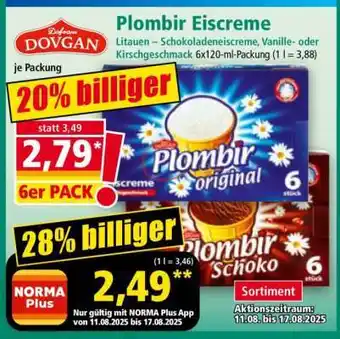 Norma Plombir Eiscreme Angebot