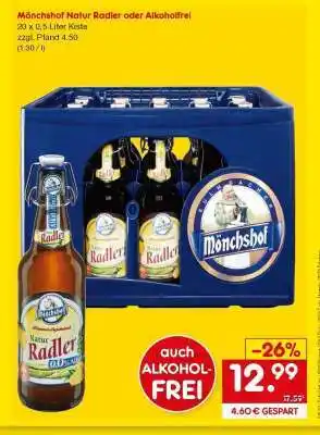 Netto Marken-Discount Mönchshof Natur Radler oder Alkoholfrei Angebot