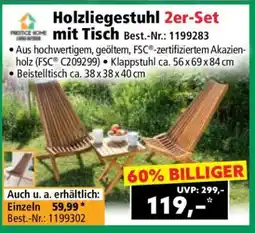 Norma Holzliegestuhl 2er-Set mit Tisch Angebot