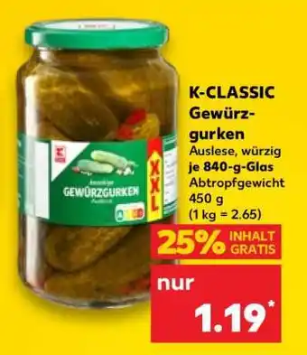 Kaufland K-CLASSIC Gewürzgurken Angebot