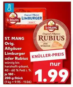 Kaufland ST. MANG Orig. Allgäuer Limburger oder Rubius Angebot