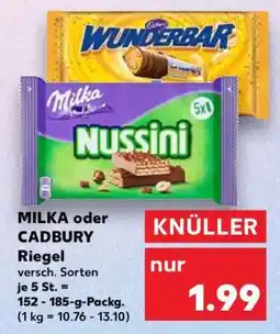 Kaufland Milka oder Cadbury Riegel Angebot