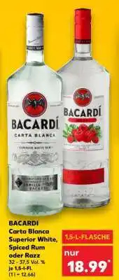 Kaufland BACARDI Carta Blanca Superior White, Spiced Rum oder Razz Angebot