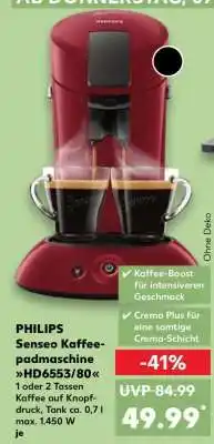 Kaufland PHILIPS Senseo Kaffepadmaschine HD6553/80 Angebot