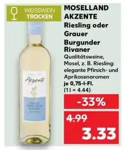 Kaufland MOSELLAND AKZENTE Riesling oder Grauer Burgunder Rivaner Angebot