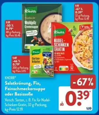 Aldi Süd KNORR Salatkrönung, Fix, Feinschmeckersuppe oder Basissauce Angebot