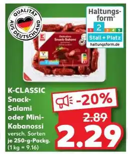 Kaufland K-CLASSIC Snack-Salami oder Mini-Kabanossi Angebot