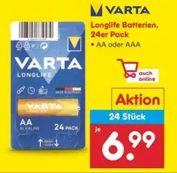 Netto Marken-Discount VARTA Longlife Batterien, 24er Pack Angebot