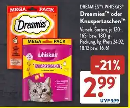 Aldi Süd DREAMIES oder KNUSPERTASCHEN Angebot