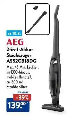 Aldi Nord AEG 2-in-1-Akku-Staubsauger AS52CB18DG Angebot