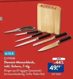 Aldi Nord Damast-Messerblock, inkl. Schere, 7-tlg Angebot