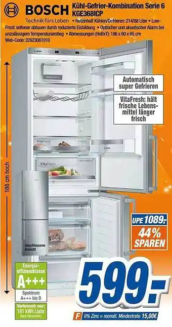 Expert Bosch Kühl Gefrierkombination Serie 6 Kge368icp Angebot