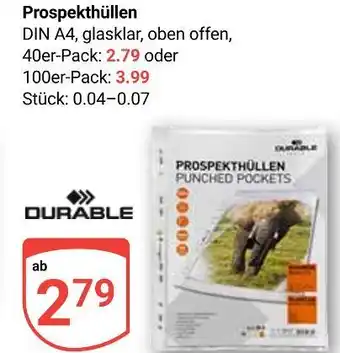 Globus Durable prospekthüllen din a4, glasklar, oben offen, 40er-pack Angebot