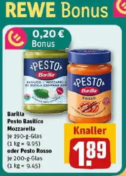 REWE Barilla Pesto Basilico Mozzarella oder Pesto Rosso Angebot