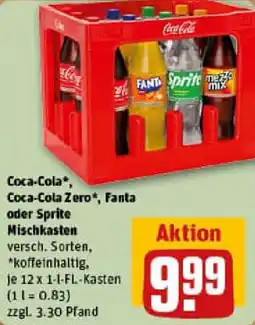 REWE Coca-Cola, Coca-Cola Zero, Fanta oder Sprite Mischkasten Angebot