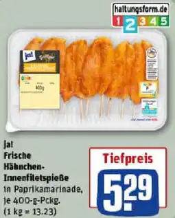 REWE ja! Frische Hähnchen Innenfiletspieße Angebot