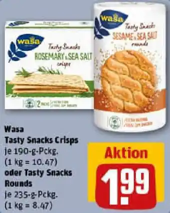 REWE Wasa Tasty Snacks Crisps oder Tasty Snacks Rounds Angebot