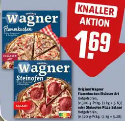 REWE Original Wagner Flammkuchen Elsässer Art oder Steinofen Pizza Salami Angebot