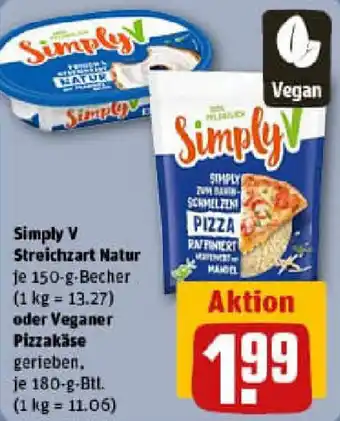 REWE Simply V Streichzart Natur oder Veganer Pizzakäse Angebot