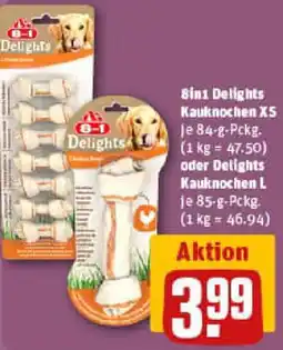 REWE 8in1 Delights Kauknochen XS oder Delights Kauknochen L Angebot