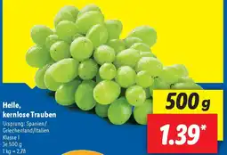 Lidl Helle, kernlose Trauben Angebot