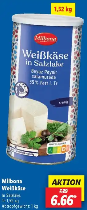 Lidl Milbona Weiẞkäse Angebot