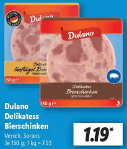Lidl Dulano Delikatess Bierschinken Angebot