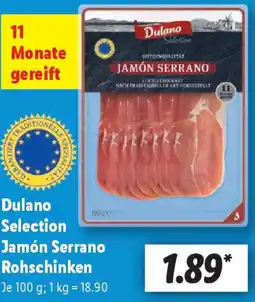 Lidl Dulano Selection Jamón Serrano Rohschinken Angebot