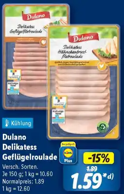 Lidl Dulano Delikatess Geflügelroulade Angebot