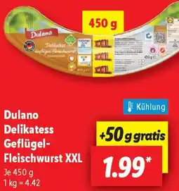 Lidl Dulano Delikatess Geflügel Fleischwurst XXL Angebot