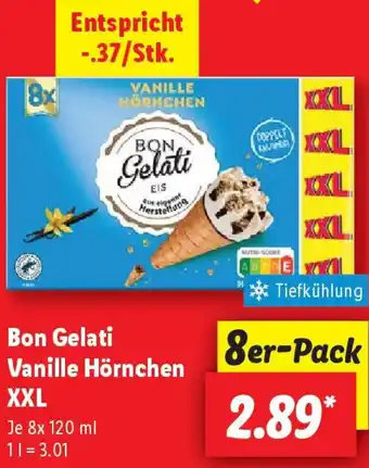 Lidl Bon Gelati Vanille Hörnchen XXL Angebot