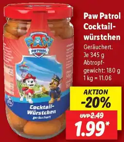 Lidl Paw Patrol Cocktailwürstchen Angebot