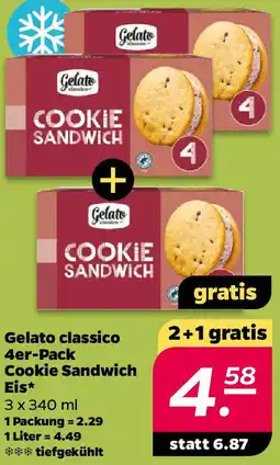 NETTO Gelato classico 4er-Pack Cookie Sandwich Eis Angebot