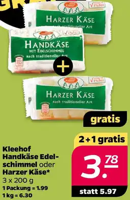 NETTO Kleehof Handkäse Edelschimmel oder Harzer Käse Angebot