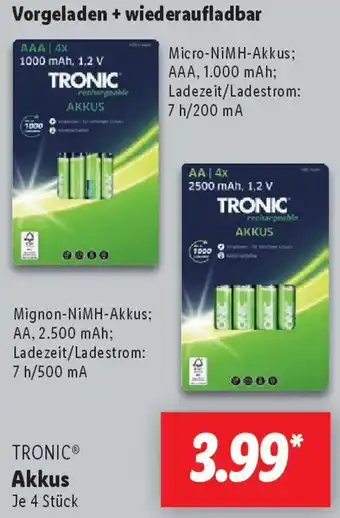 Lidl TRONIC Akkus Angebot