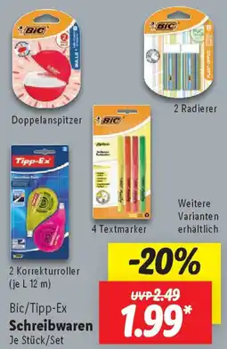 Lidl Bic/Tipp-Ex Schreibwaren Angebot
