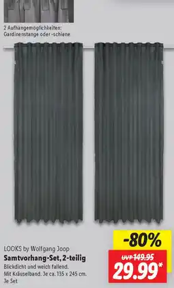 Lidl LOOKS by Wolfgang Joop Samtvorhang-Set, 2-teilig Angebot